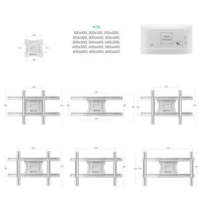 Кронштейн настенный ONKRON M7L White для размера 40"-75"