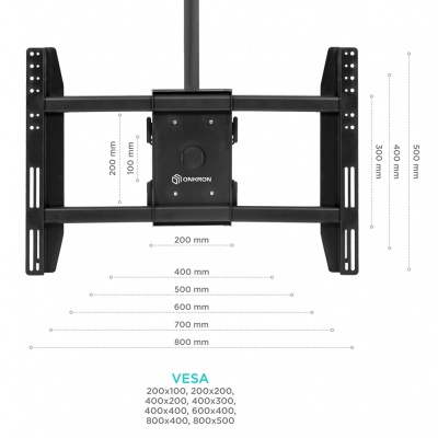 Кронштейн потолочный для двух панелей ONKRON N4L Black для размера 40”- 80"